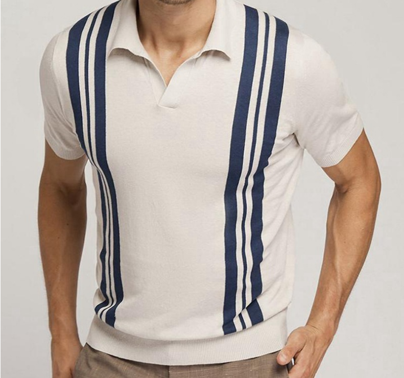 Viva™ | Abrikoos gestreept poloshirt