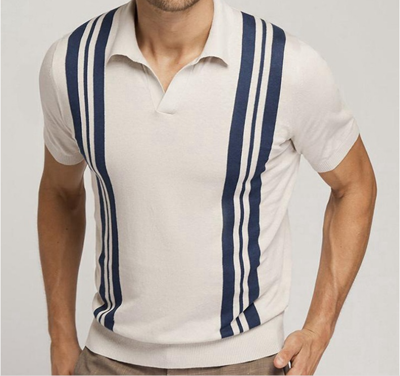 Viva™ | Abrikoos gestreept poloshirt